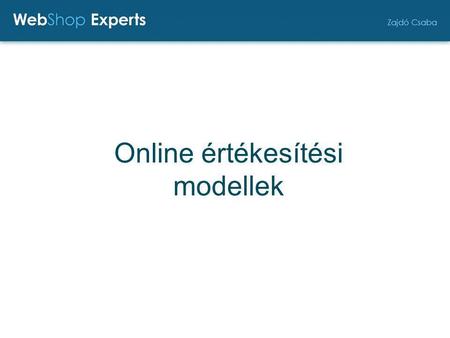Online értékesítési modellek