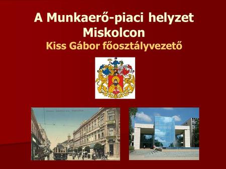 A Munkaerő-piaci helyzet Miskolcon Kiss Gábor főosztályvezető.