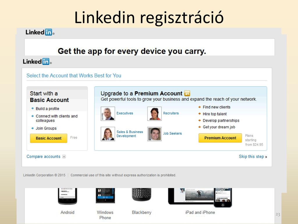 Linkedin regisztráció