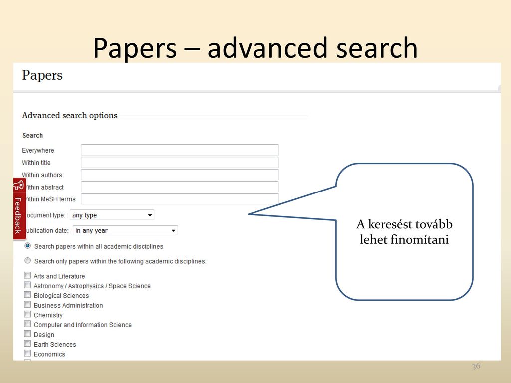 Papers – advanced search