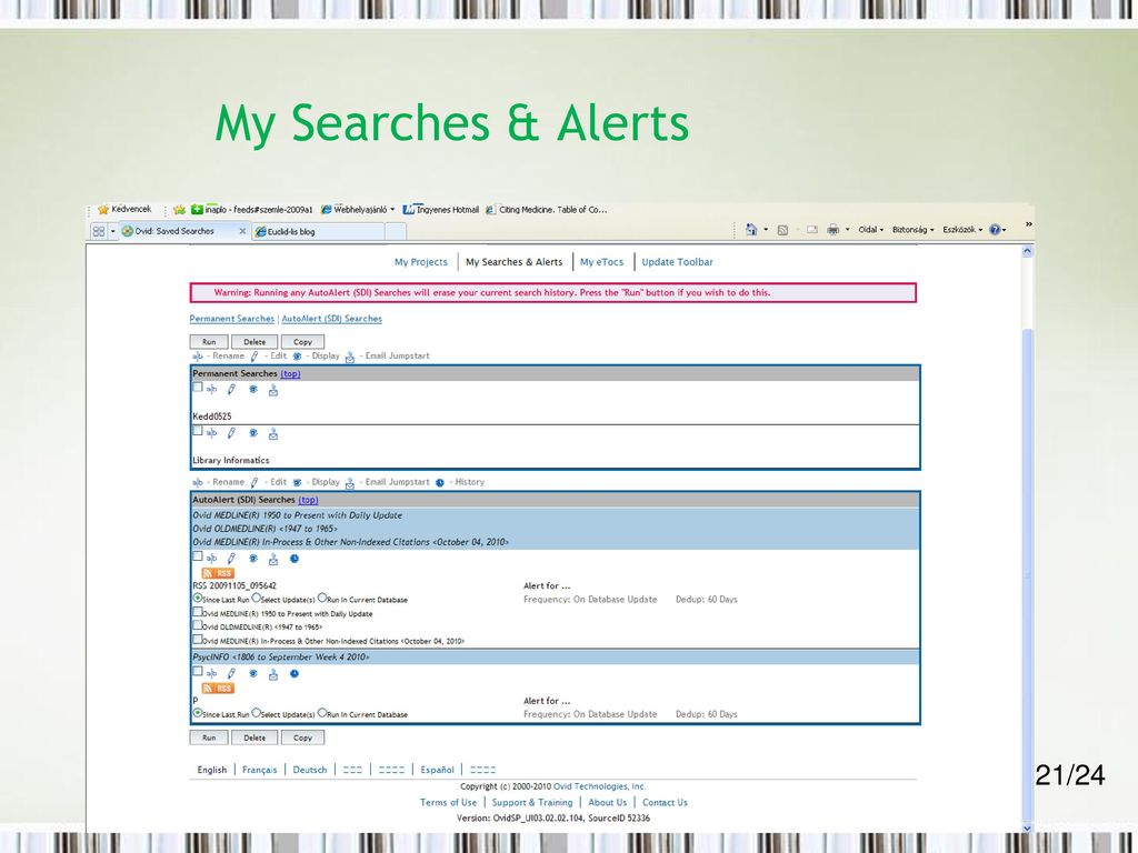 My Searches & Alerts 21/24