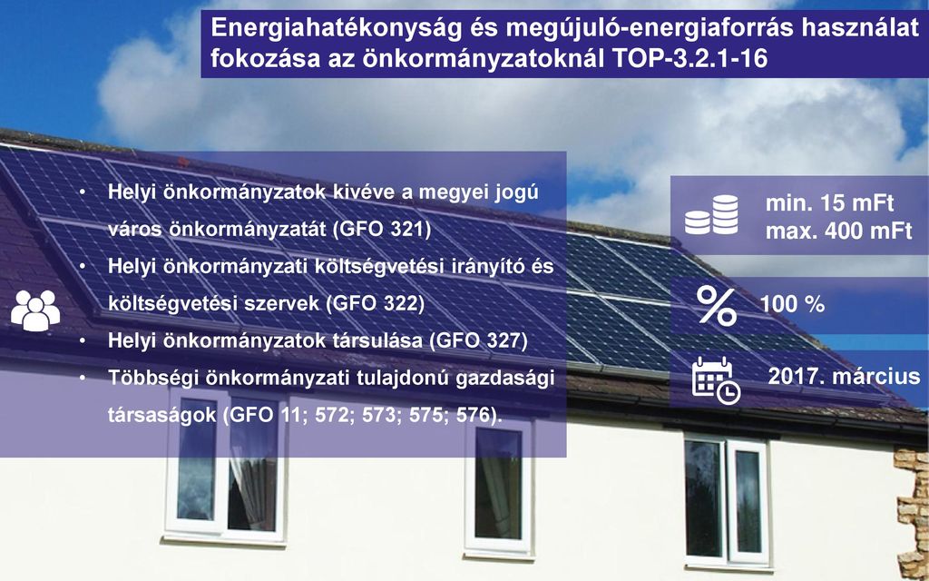 Energiahatékonyság és megújuló-energiaforrás használat fokozása az önkormányzatoknál TOP