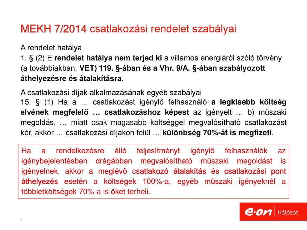 MEKH 7/2014 csatlakozási rendelet szabályai