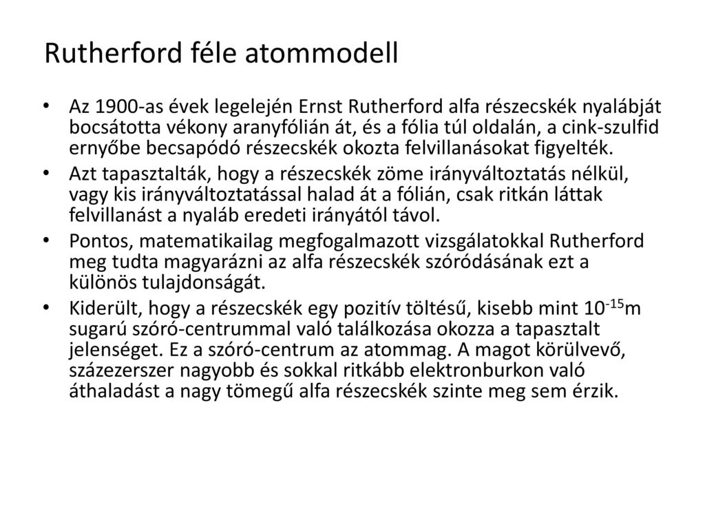 Rutherford féle atommodell