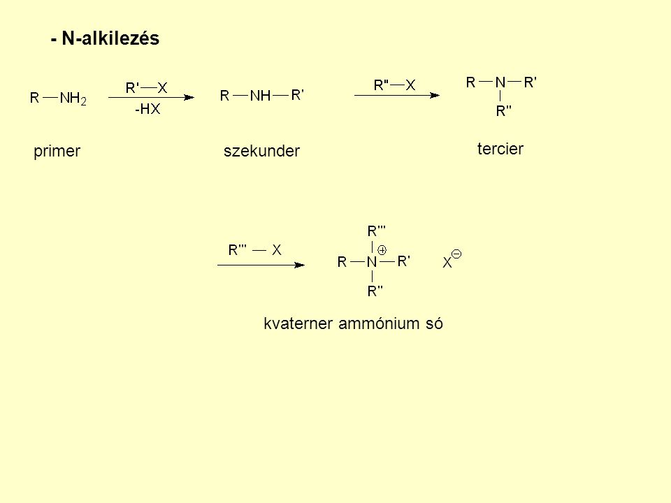 - N-alkilezés primer szekunder tercier kvaterner ammónium só