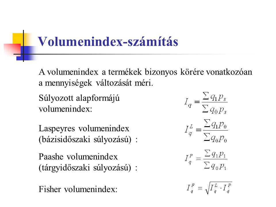 Volumenindex-számítás