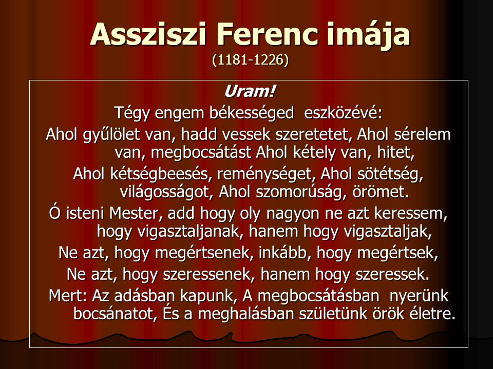 Assziszi Ferenc imája ( )