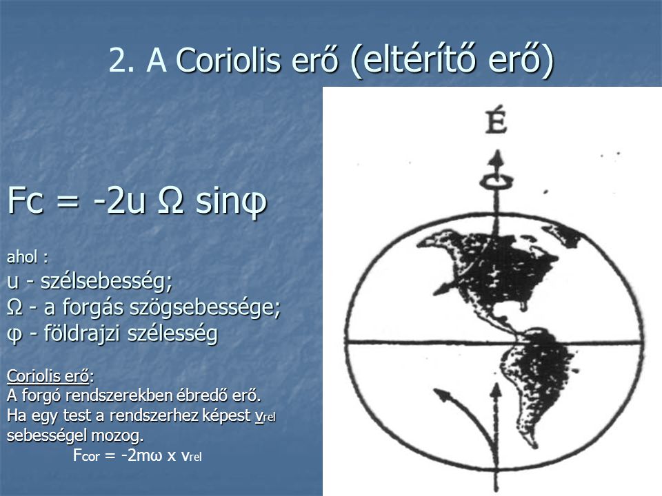 2. A Coriolis erő (eltérítő erő)