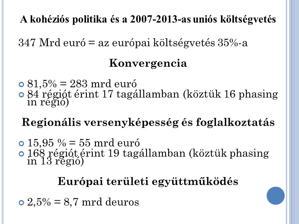 A kohéziós politika és a as uniós költségvetés