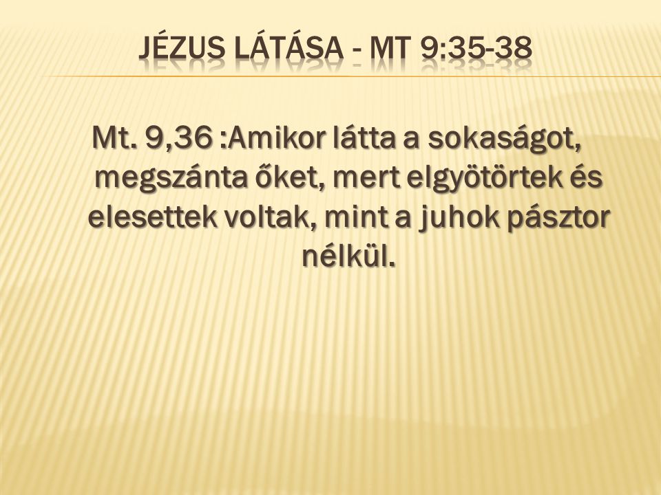 Jézus látása - Mt 9:35-38 Mt.