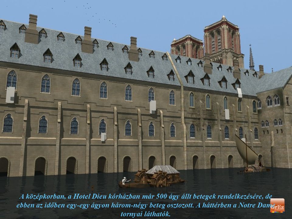 A középkorban, a Hotel Dieu kórházban már 500 ágy állt betegek rendelkezésére, de ebben az időben egy-egy ágyon három-négy beteg osztozott.