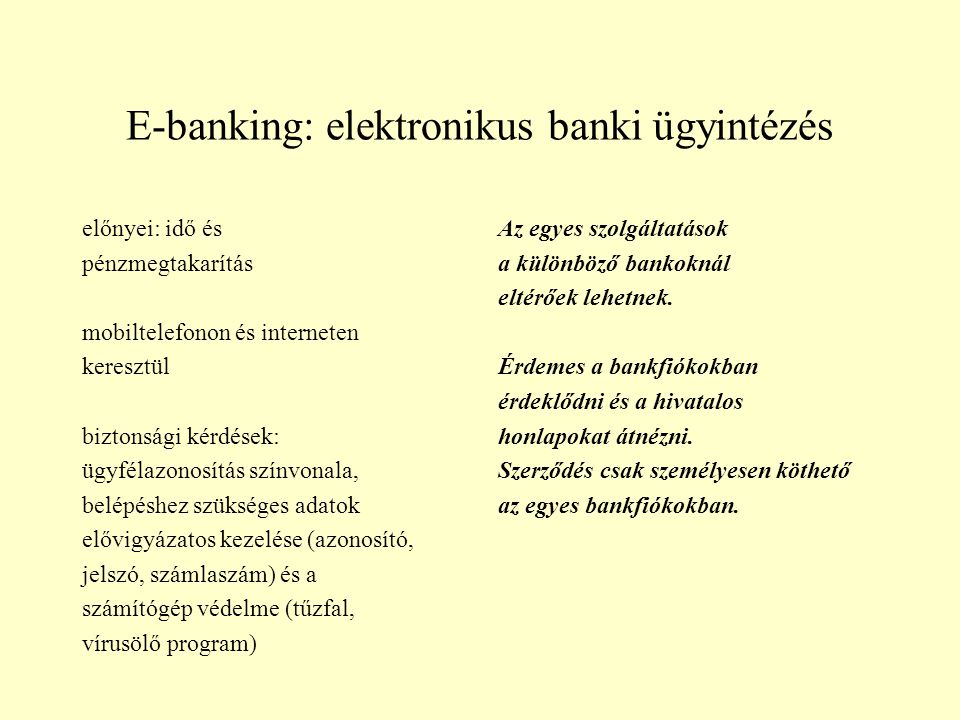 E-banking: elektronikus banki ügyintézés