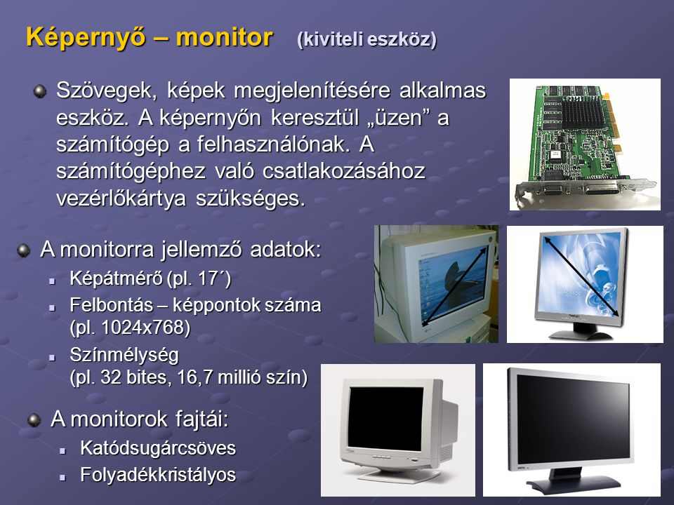 Képernyő – monitor (kiviteli eszköz)