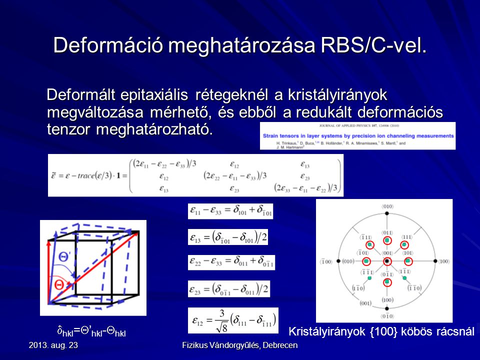 Deformáció meghatározása RBS/C-vel.