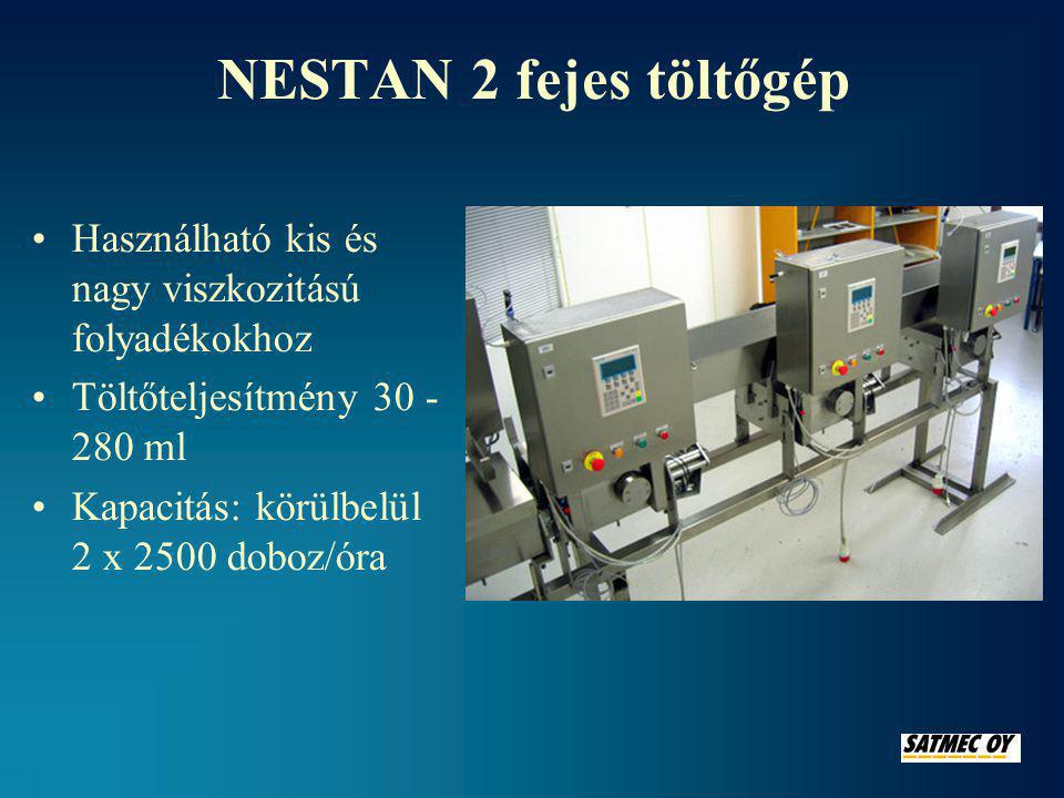 NESTAN 2 fejes töltőgép Használható kis és nagy viszkozitású folyadékokhoz. Töltőteljesítmény ml.
