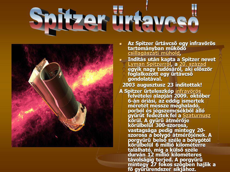 Spitzer urtavcso. Az Spitzer űrtávcső egy infravörös tartományban működő csillagászati műhold,