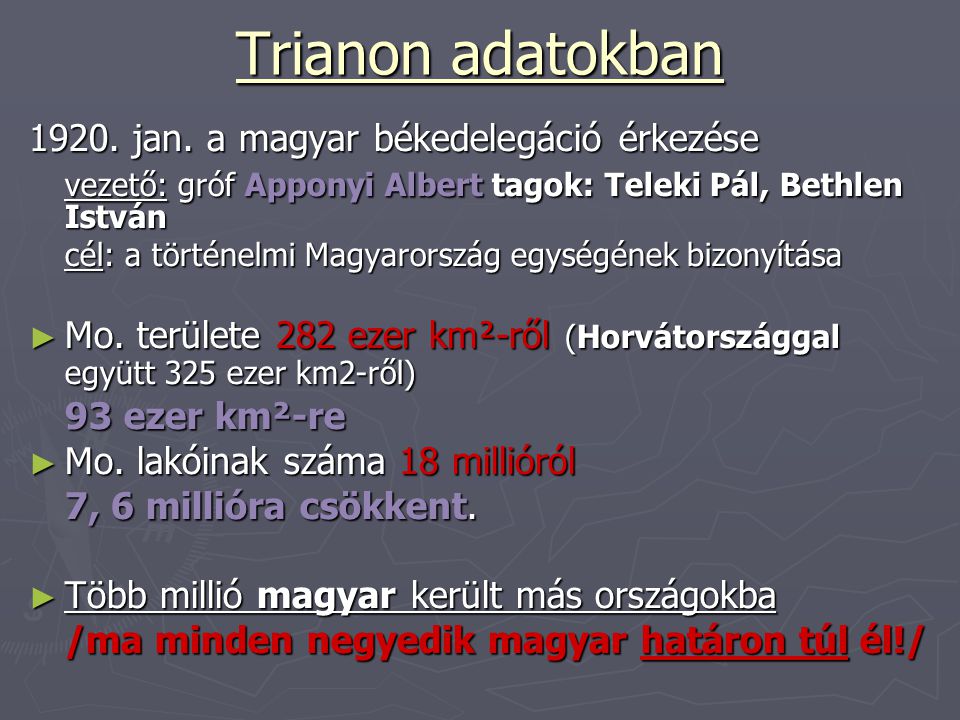 Trianon adatokban jan. a magyar békedelegáció érkezése