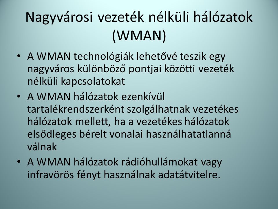 Nagyvárosi vezeték nélküli hálózatok (WMAN)