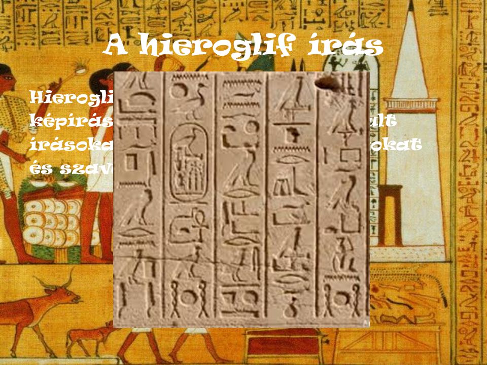 A hieroglif írás Hieroglif írásnak nevezzük a képírást, vagy az abból kialakult írásokat.