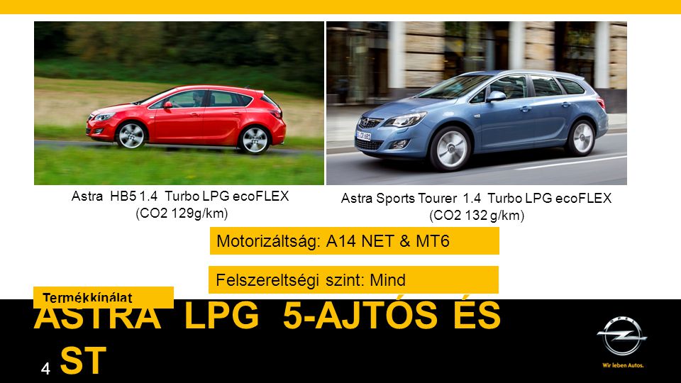 Astra LPG 5-ajtós és ST Motorizáltság: A14 NET & MT6