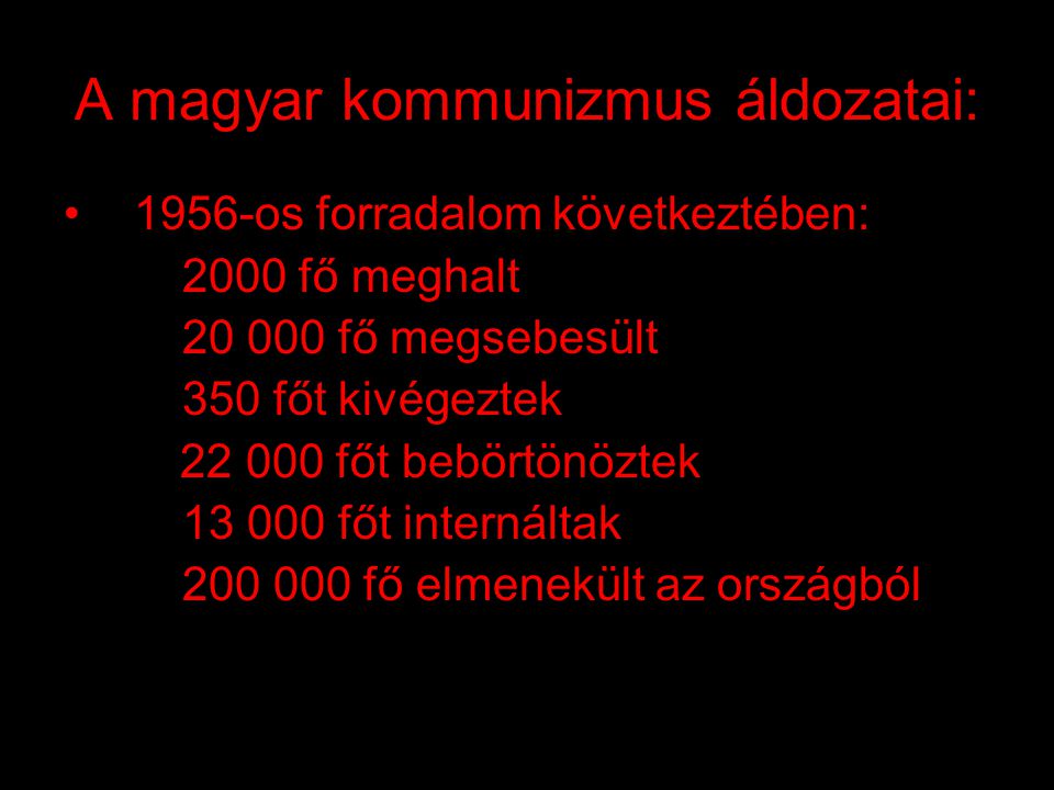 A magyar kommunizmus áldozatai:
