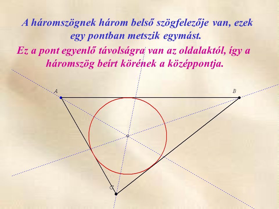 A háromszögnek három belső szögfelezője van, ezek