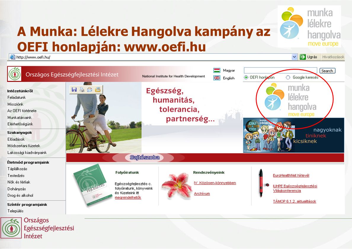A Munka: Lélekre Hangolva kampány az OEFI honlapján: