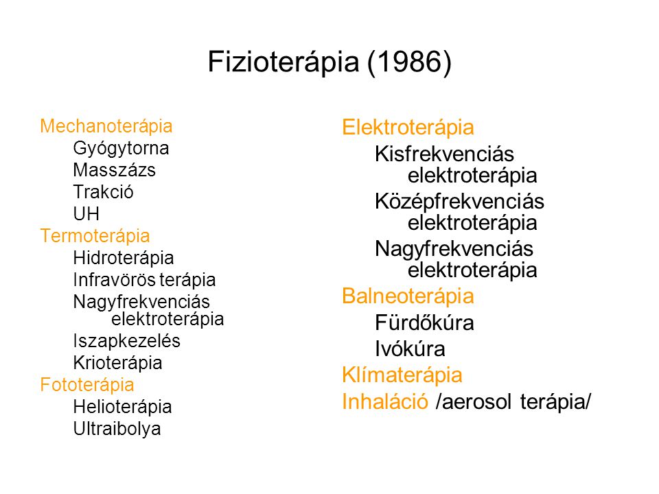 Fizioterápia (1986) Elektroterápia Kisfrekvenciás elektroterápia