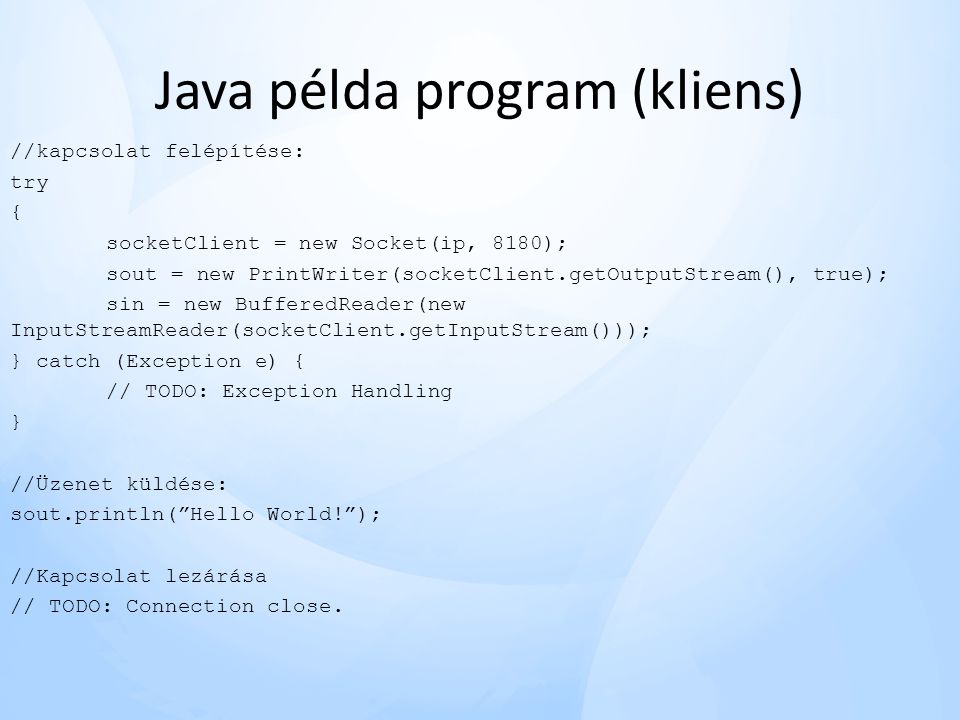 Java példa program (kliens)
