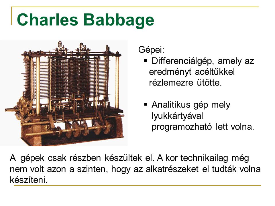 Charles Babbage Gépei: