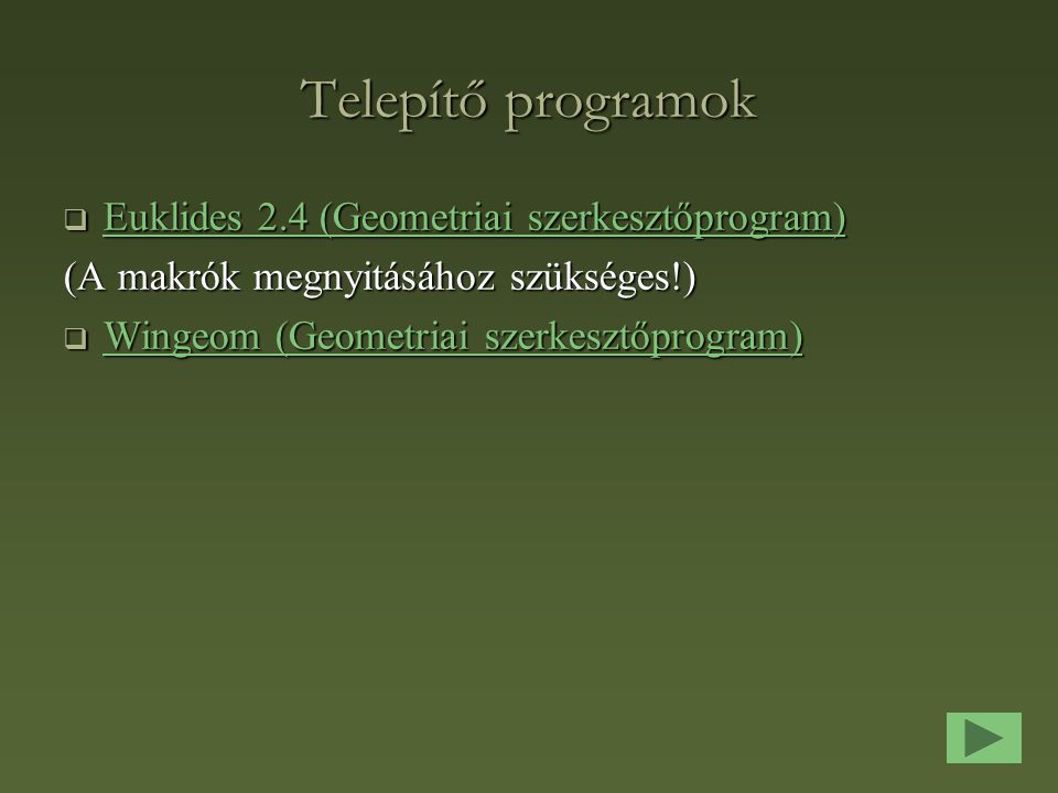 Telepítő programok Euklides 2.4 (Geometriai szerkesztőprogram)