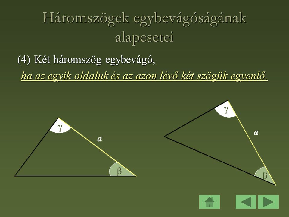 Háromszögek egybevágóságának alapesetei