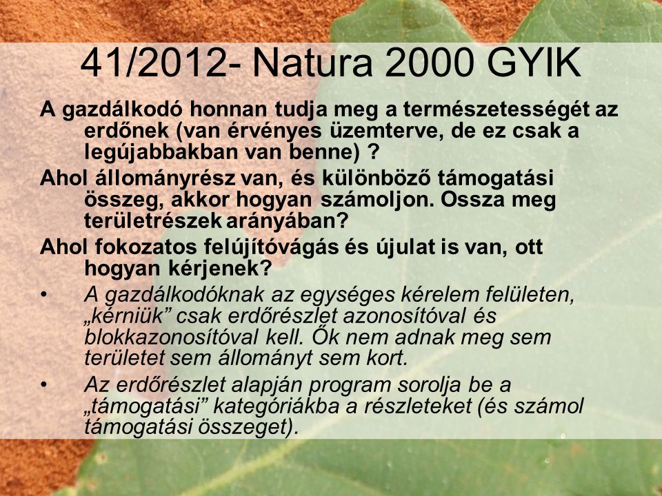 41/2012- Natura 2000 GYIK