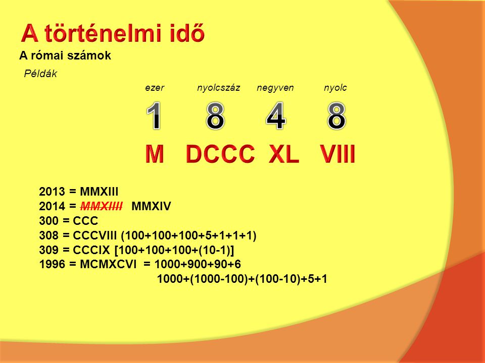 A történelmi idő M DCCC XL VIII A római számok 2013 = MMXIII