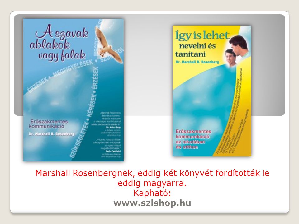 Marshall Rosenbergnek, eddig két könyvét fordították le eddig magyarra.