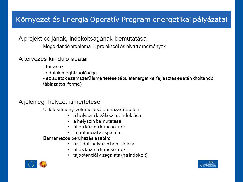 Környezet és Energia Operatív Program energetikai pályázatai
