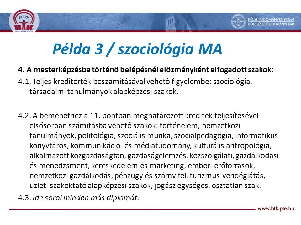 Példa 3 / szociológia MA