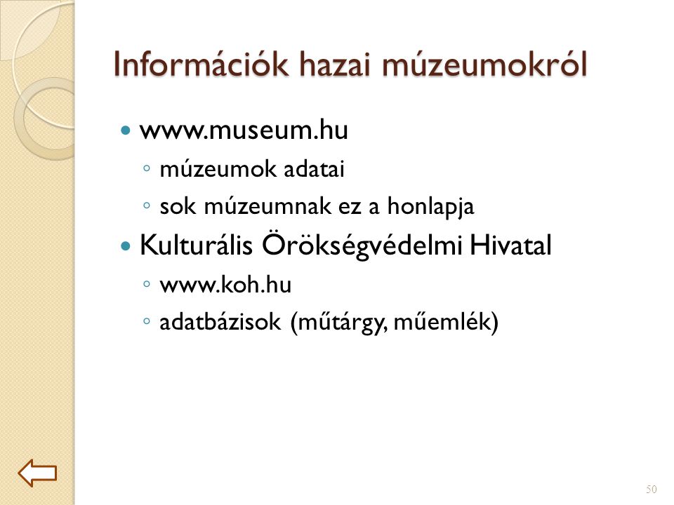 Információk hazai múzeumokról