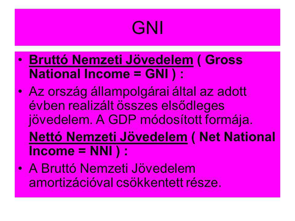 GNI Bruttó Nemzeti Jövedelem ( Gross National Income = GNI ) :