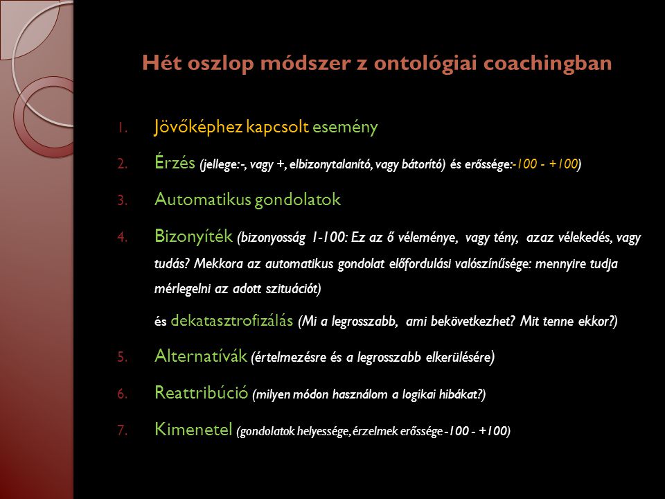 Hét oszlop módszer z ontológiai coachingban