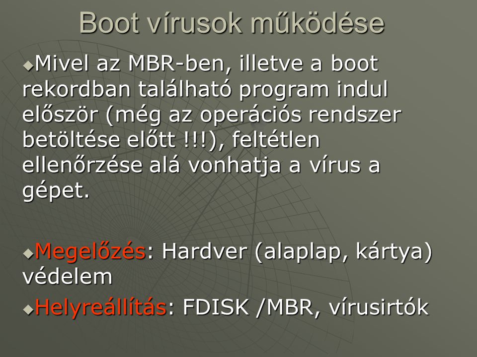 Boot vírusok működése