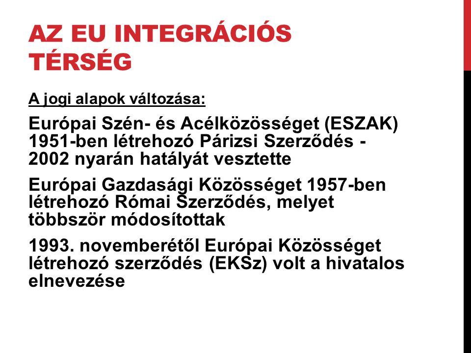 Az EU integrációs térség