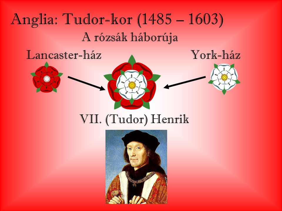 Anglia: Tudor-kor (1485 – 1603) A rózsák háborúja Lancaster-ház