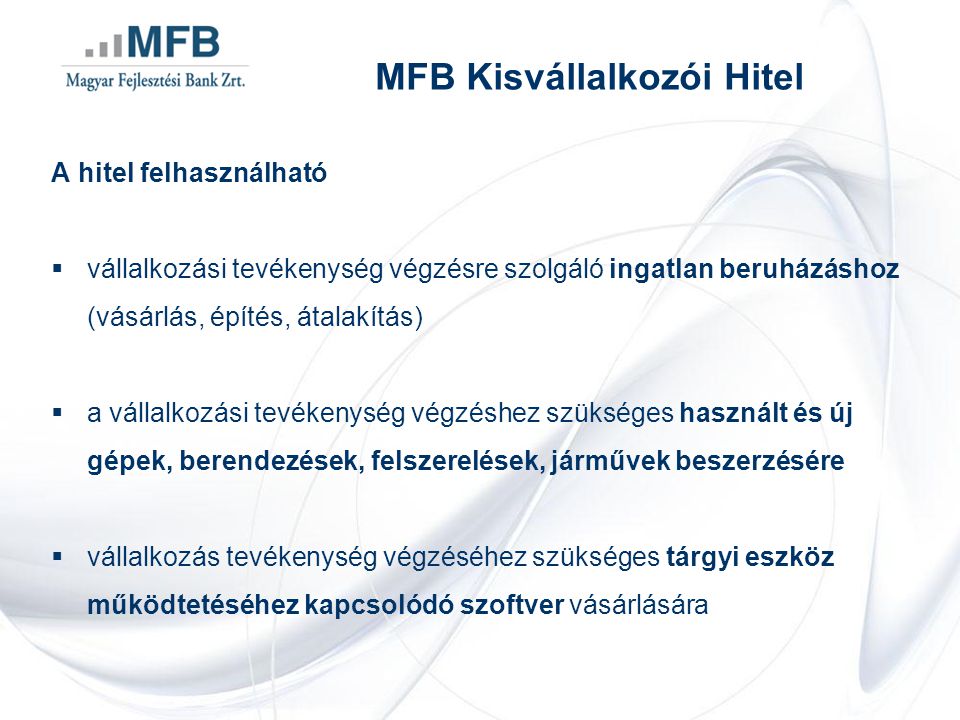 MFB Kisvállalkozói Hitel