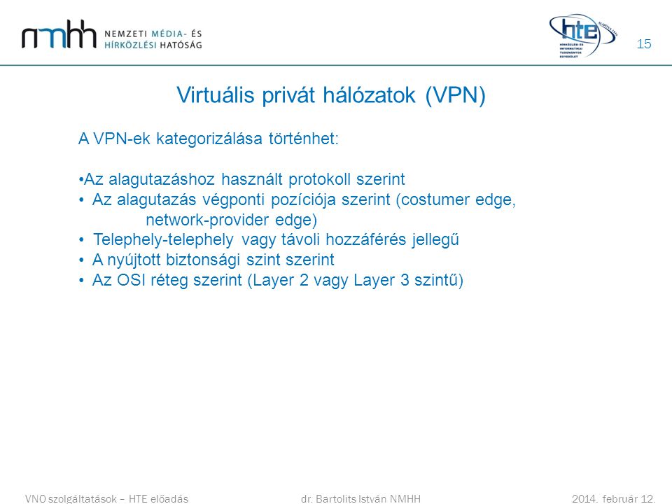Virtuális privát hálózatok (VPN)