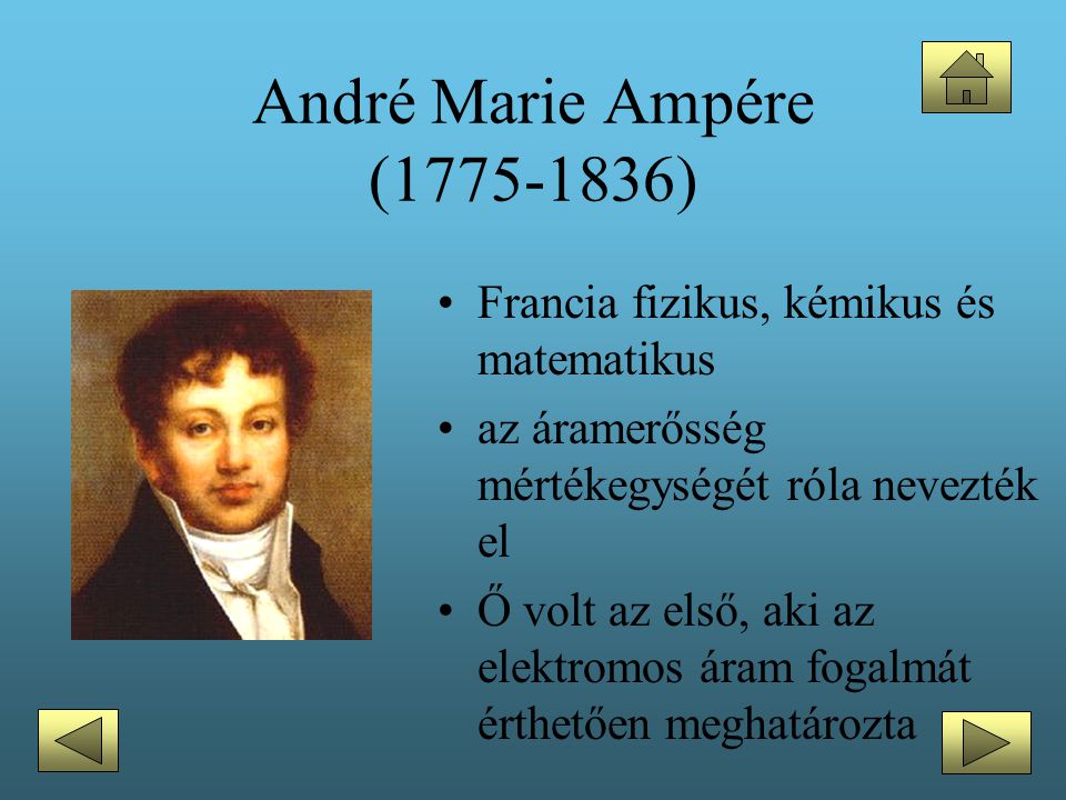 André Marie Ampére ( ) Francia fizikus, kémikus és matematikus