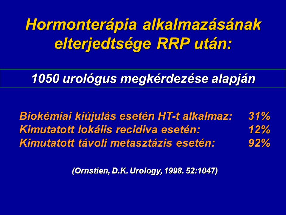 Hormonterápia alkalmazásának elterjedtsége RRP után: