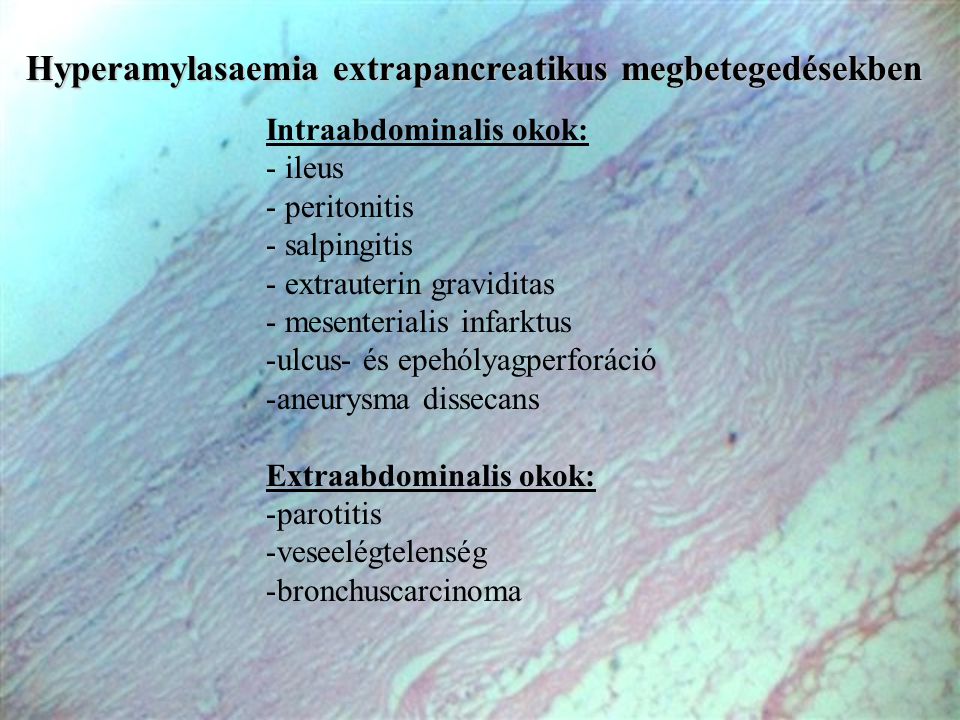 Hyperamylasaemia extrapancreatikus megbetegedésekben