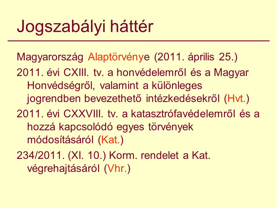 Jogszabályi háttér Magyarország Alaptörvénye (2011. április 25.)