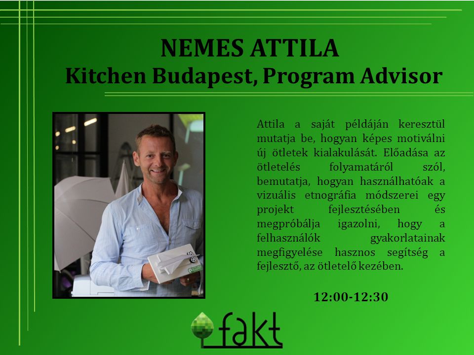 Kitchen Budapest, Program Advisor